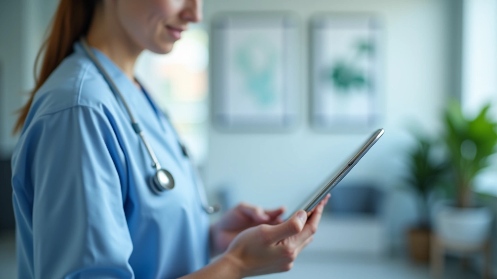 Healthcare staff using scheduling software on tablet